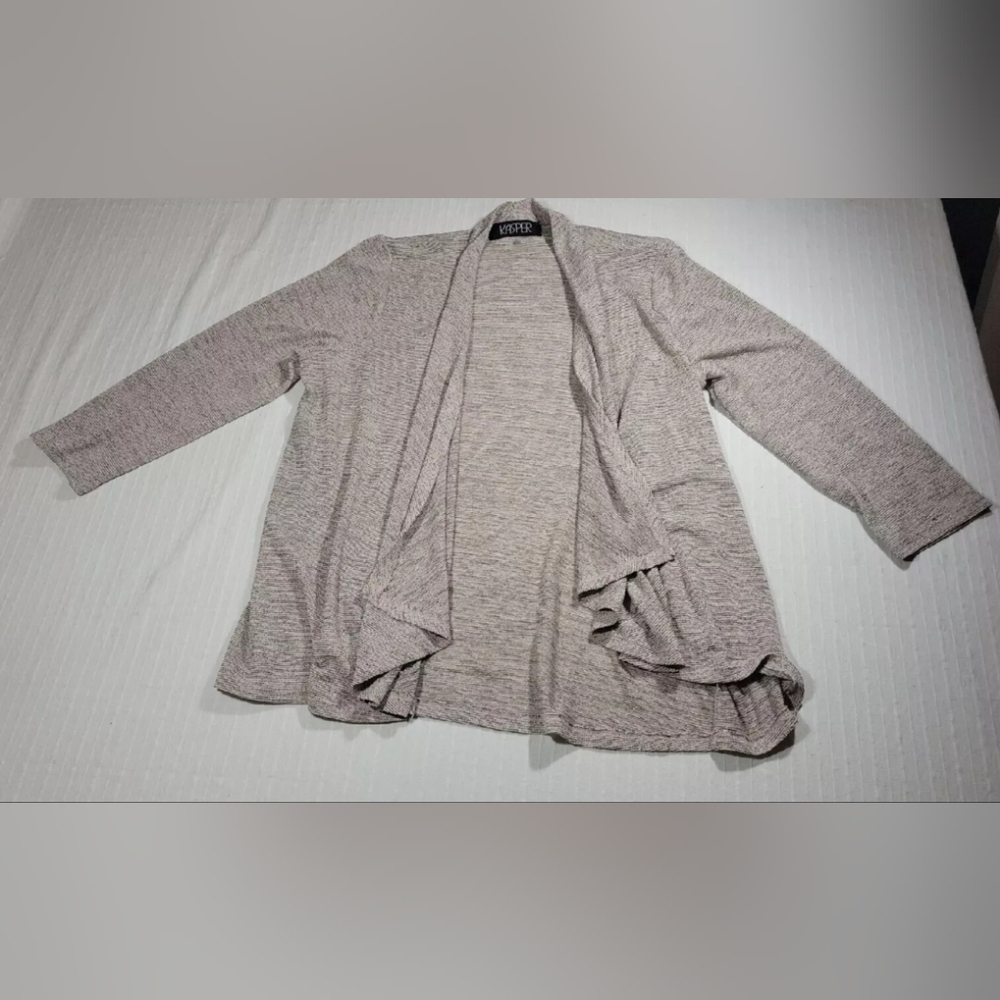 Kasper Grey Cardigan Size PL 3/4 Sleeve Lightweight